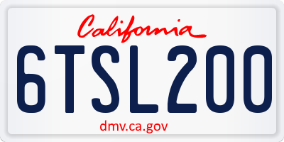 CA license plate 6TSL200