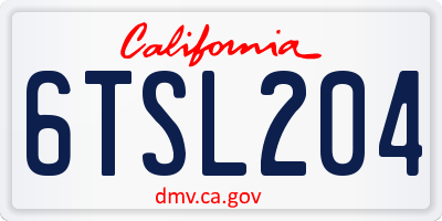 CA license plate 6TSL204
