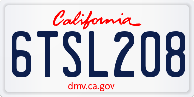 CA license plate 6TSL208