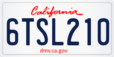 CA license plate 6TSL210