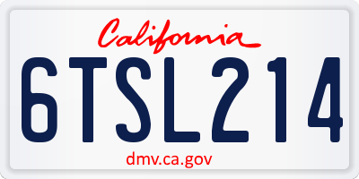 CA license plate 6TSL214