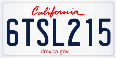 CA license plate 6TSL215