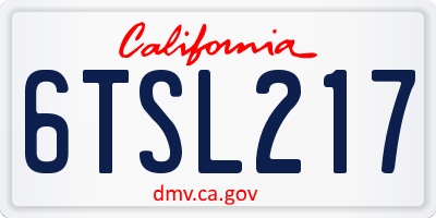 CA license plate 6TSL217