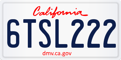 CA license plate 6TSL222