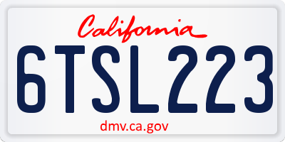 CA license plate 6TSL223