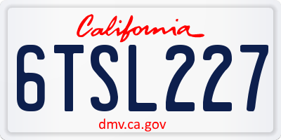 CA license plate 6TSL227