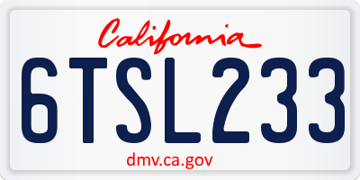 CA license plate 6TSL233