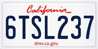 CA license plate 6TSL237