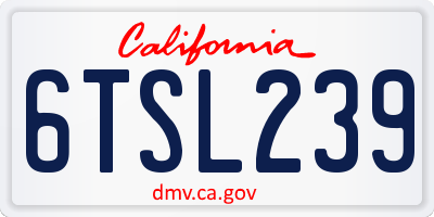 CA license plate 6TSL239