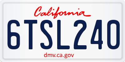 CA license plate 6TSL240