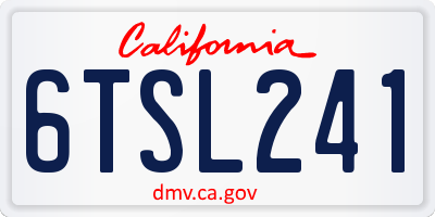 CA license plate 6TSL241