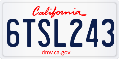 CA license plate 6TSL243