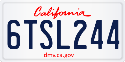 CA license plate 6TSL244