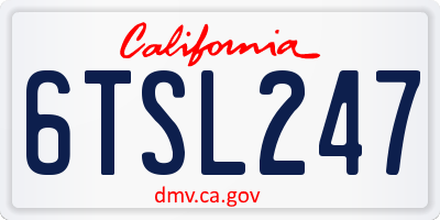 CA license plate 6TSL247