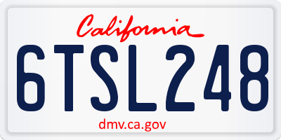 CA license plate 6TSL248