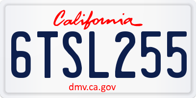 CA license plate 6TSL255