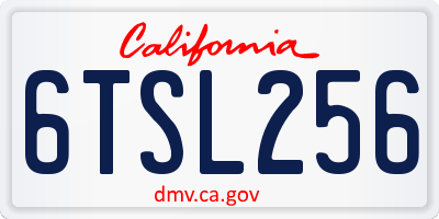 CA license plate 6TSL256