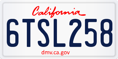 CA license plate 6TSL258