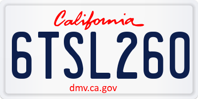 CA license plate 6TSL260