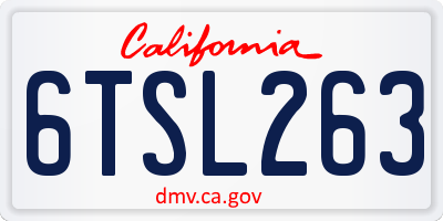 CA license plate 6TSL263