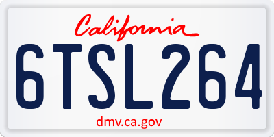 CA license plate 6TSL264