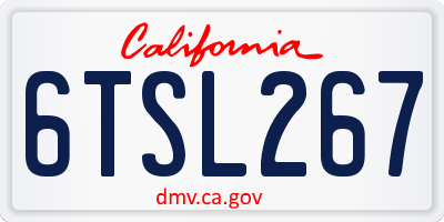CA license plate 6TSL267