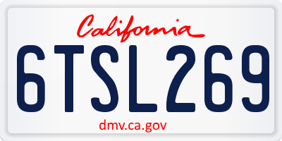 CA license plate 6TSL269