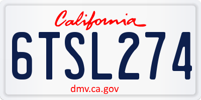 CA license plate 6TSL274