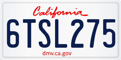 CA license plate 6TSL275