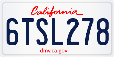 CA license plate 6TSL278