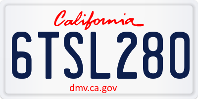 CA license plate 6TSL280