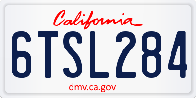 CA license plate 6TSL284