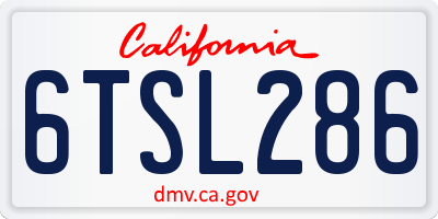 CA license plate 6TSL286