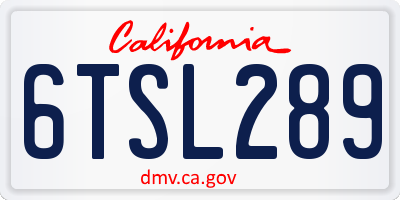 CA license plate 6TSL289