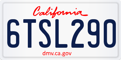 CA license plate 6TSL290