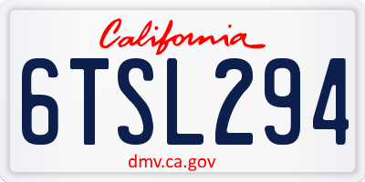 CA license plate 6TSL294