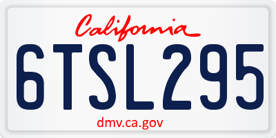 CA license plate 6TSL295
