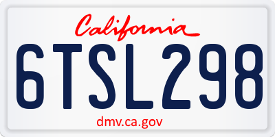 CA license plate 6TSL298