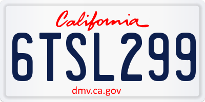 CA license plate 6TSL299