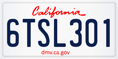CA license plate 6TSL301