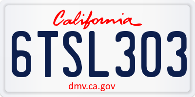 CA license plate 6TSL303