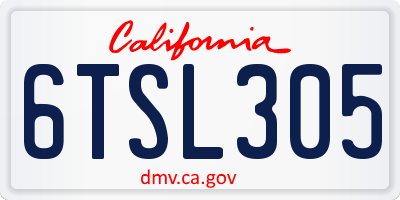 CA license plate 6TSL305