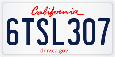 CA license plate 6TSL307