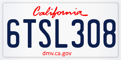 CA license plate 6TSL308