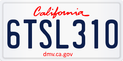 CA license plate 6TSL310