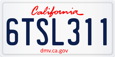CA license plate 6TSL311