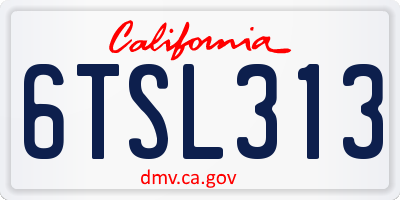 CA license plate 6TSL313