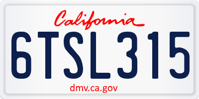 CA license plate 6TSL315