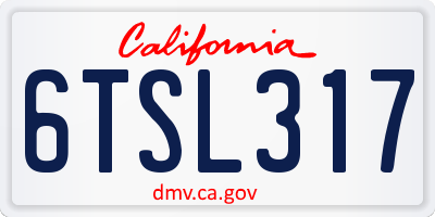 CA license plate 6TSL317