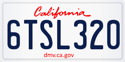 CA license plate 6TSL320